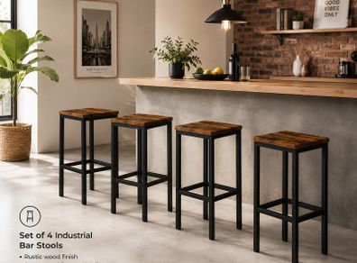 Industrial Bar Stools Set of 4