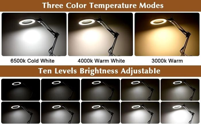 Magnifying Glass 10X Desk Lamp with Light