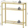 3-Tier Gold Console Table, Tempered Glass Sofa Table, Narrow Side Table, Modern Hallway Table, for Living Room, Foyer, Hallway, Bedroom, Metal Frame, Sturdy, Gold Image 2