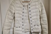 Pinko white puffer jacket crystal buttons