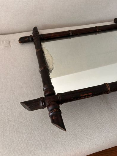 Vintage French Faux Bamboo Wall Mirror