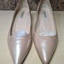 Lk Bennett Saffiano Perla Rose Pale Pink Nude Leather Kitten Wedge Heels Leather Pumps Size Uk 5 Eu 38 Image 2