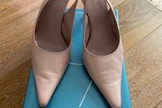 Nine West Dusty Pink Leather Sling Back Heels UK6