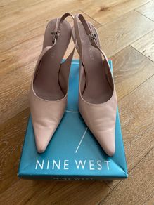 Nine West Dusty Pink Leather Sling Back Heels UK6