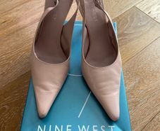 Nine West Dusty Pink Leather Sling Back Heels UK6