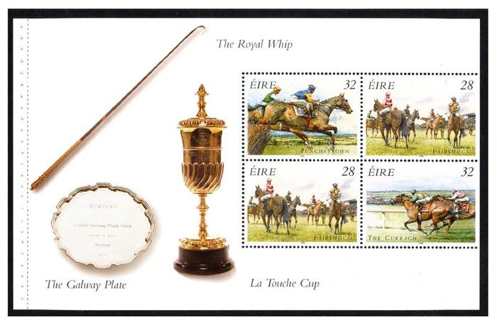 1996 Ireland Irish Horse Racing Commemorative Stamps Booklet Pane Mint Never Hinged (MNH). Hibernian HP84.