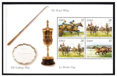 1996 Ireland Irish Horse Racing Commemorative Stamps Booklet Pane Mint Never Hinged (MNH). Hibernian HP84.