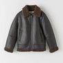 ZARA LEATHER Aviator Jacket with contrast collar Image 2