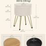 Velvet Dressing Table Stool, 39 x 44.4 cm (Dia. x H), Round Storage Stool Seat, 4 Metal Legs, for Dressing Room, Living Room, Bedroom, Cream White Image 3