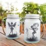 2 Pack Fairy Solar Lantern Outdoor, Garden Ornaments IP44 Waterproof Hanging Frosted Glass Solar Mason Jar Lights for Table, Yard, Garden, Patio, Lawns (Warm) Image 3