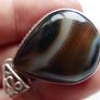 Vintage Botswana Agate 925 Sterling Silver Pendant Drop Shape length 1,6" - 10,7g Image 3