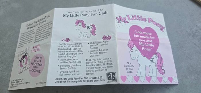 Pamphlet 2 Leaflet HTF Collector Sheet for Birthflower Ponies US version 1984 MLP G1 My Little Pony