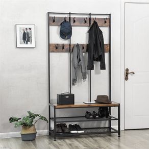 New XXL Metal Hall Tree Coat Rack with Shoe Bench - FREE P&P