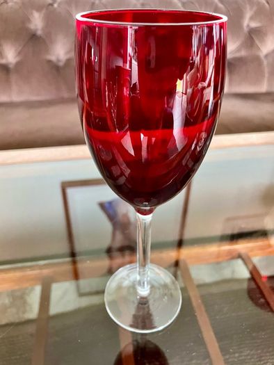 Vintage Italian Hand Blown Ruby Red Wine or Water Goblets 23 cm Tall