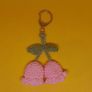 pink flower crocheted keychain Image 2