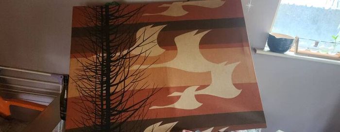 large print fabric in frame 80s