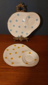 Fabulous Rare Pair of Vintage Arklow Pottery "The Abbey Supper Set" Spotty Tennis Set Plates Made for the Irish Trading Company