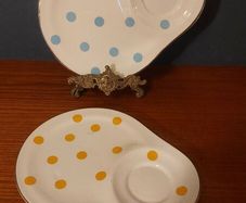 Fabulous Rare Pair of Vintage Arklow Pottery "The Abbey Supper Set" Spotty Tennis Set Plates Made for the Irish Trading Company