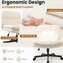Velvet Desk Chair with Gravity Brake Wheels, Height Adjustable & Cross Legged Chair, Wide Padded Seat Swivel Computer Chair for Home/Office, Supports 136KG Image 3