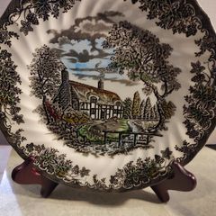 MYOTT Rare find  The Brook by Franciscan salad plate  and large wood plate holder.