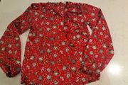 Girls Christmas  Red Cute Bow Shirt 7-8
