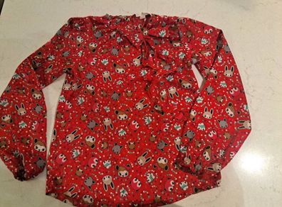 Girls Christmas  Red Cute Bow Shirt 7-8