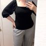 Black Square Neck Puff Sleeve Top - Size L Image 2