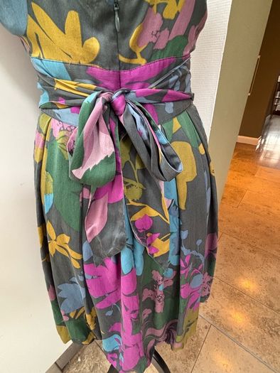 WAREHOUSE 100% Silk Wrap Dress UK 8 Floral Wedding Guest