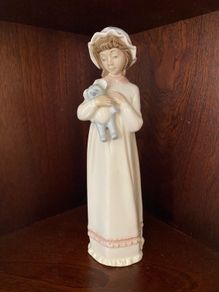 Nadal Valencia Spain Porcelain Girl with Teddy Bear Figurine