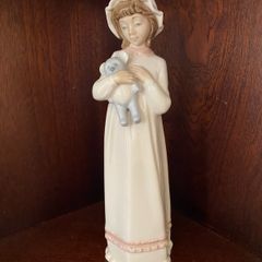 Nadal Valencia Spain Porcelain Girl with Teddy Bear Figurine
