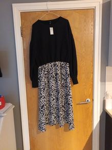 River Island  Black Fold Dreams Dress. S. M- 14-16.    B.N.W.T