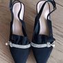 Black Sling Back shoes with Rhinestone and Pearl. Image 3