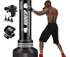 Boxing Bag Set 180cm Free Standing Punch Bag with Boxing Gloves and Electric Air Pump, Women Men Stand Kickboxing Bags for Training MMA Muay Thai Fitness Beginners