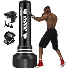 Boxing Bag Set 180cm Free Standing Punch Bag with Boxing Gloves and Electric Air Pump, Women Men Stand Kickboxing Bags for Training MMA Muay Thai Fitness Beginners