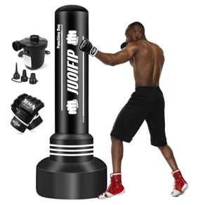 Boxing Bag Set 180cm Free Standing Punch Bag with Boxing Gloves and Electric Air Pump, Women Men Stand Kickboxing Bags for Training MMA Muay Thai Fitness Beginners