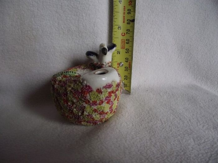 19th Century Staffordshire Pottery "Bird on Nest" Quill Holder