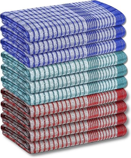 Wonderdry Tea Towels Kitchen Pack of 10, Cotton Absorbent Long Lasting Catering Cloths (FREE SHIPPING)