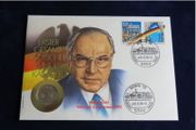 Helmut Kohl 1990 Germany coin stamps cover