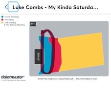 3 x Luke Combs Saturday night front standing tickets