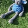Handmade Crochet Lamb Plushie - Blue & Grey, 30cm Image 5