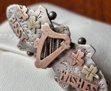 sweatheart brooch harp and shamrock best wishes