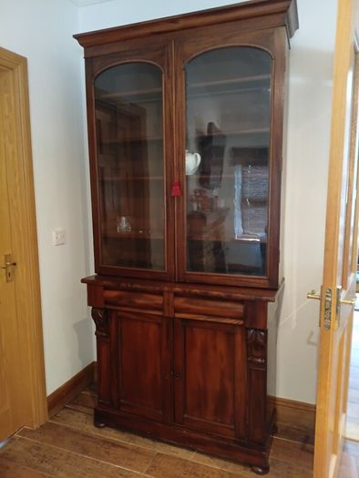 Two-door antique Victorian mahogany bookcase