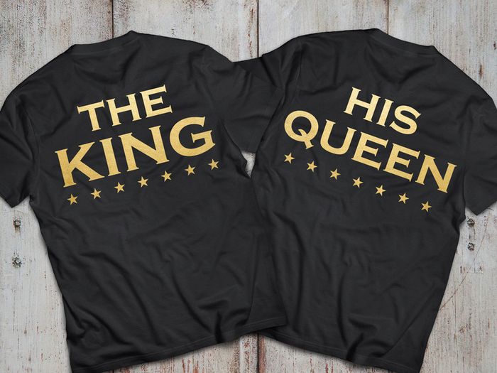 The KING His QUEEN Couples tshirts SET OF TWO great gift present idea for valentines or wedding