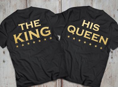 The KING His QUEEN Couples tshirts SET OF TWO great gift present idea for valentines or wedding
