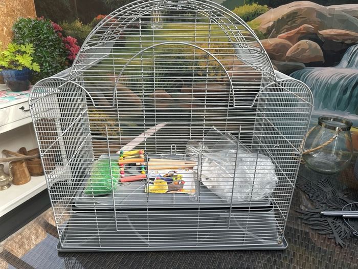 large bird cage, new with accessories