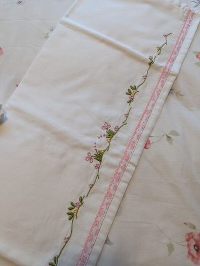 Hand-Embroidered Moses Basket Sheet  Traditional Madeira Embroidery 100% Cotton