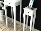Nesting Side Table Set 2 Pieces with Drawer White