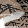 Washable Rugs for Living Room 160x230cm Mandala Easy Jute Rug Indoor Outdoor Patio Rug Farmhouse Neutral No Shed Carpet for Bedroom Backyard,Black Brown Hessian Sisal Look Image 4