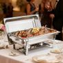 Rectangle Chafing Dish, 9.91L 4 Pack Stainless Steel Chafing Dish, Food Warmer Chafer Complete Set with Hollow Handle, 2 Food Tongs, Lid, Fuel Holder, Chafer Dishes for Banquet Party Wedding Image 8