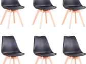 Set of 6 Dining Chairs, Padded Chairs